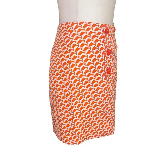 NWT Vineyard Vines Fish Geo Orange & White Mini Skirt - 6 - Picture 4 of 10